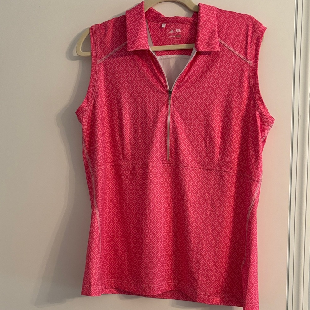 Adidas Climatecool  Pink Sleeveless, 3/4 zip,  golf Top size L